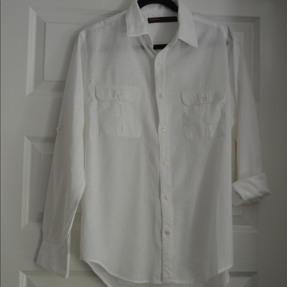 Perry Ellis linen button down shirt. (3)